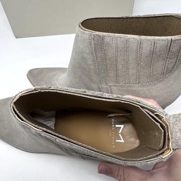 Marc Fisher LTD Orlanda Grey Suede Leather Block Heel Womens Bootie 10M New - Picture 11 of 11